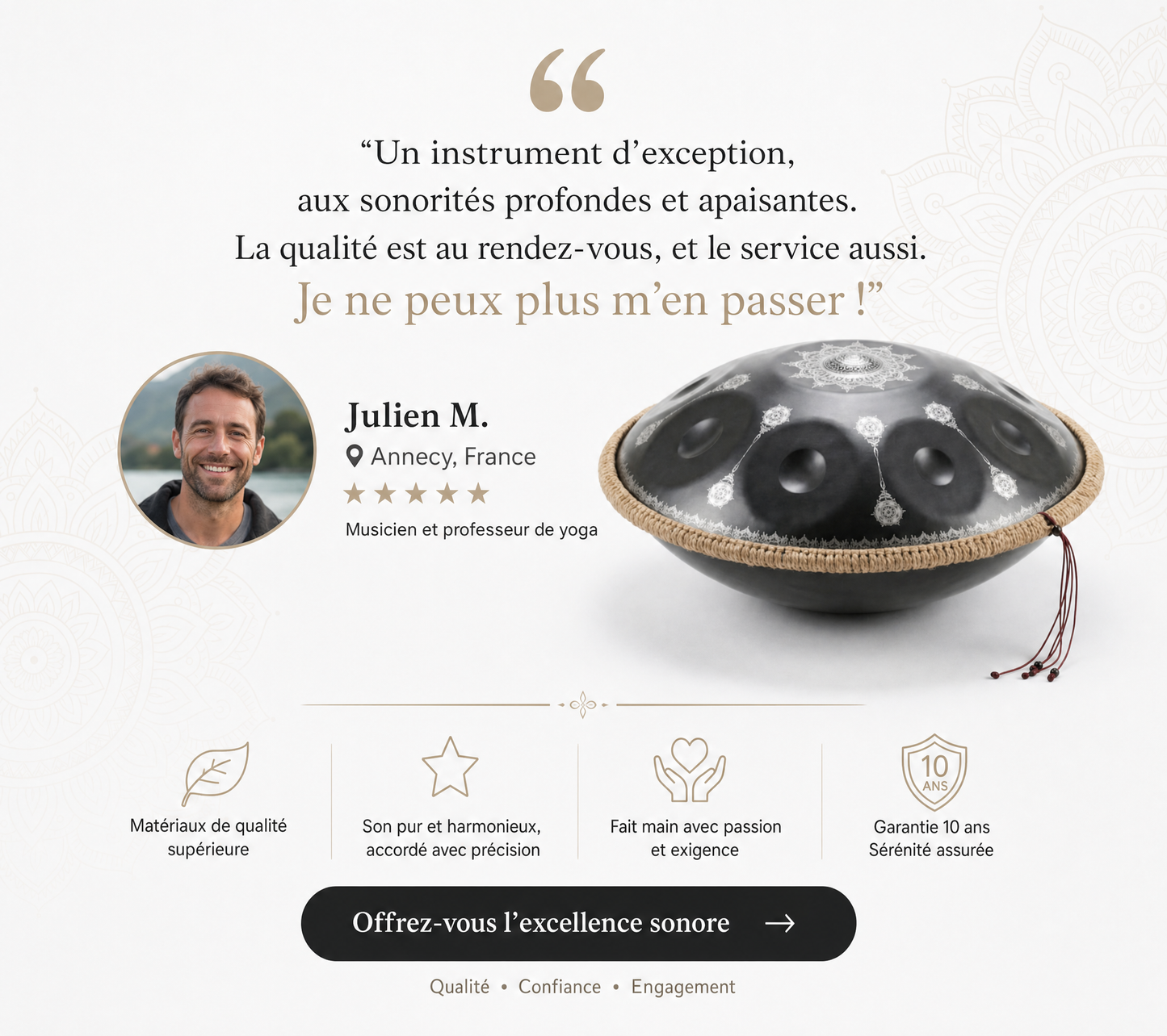 Handpan Lotus Argenté